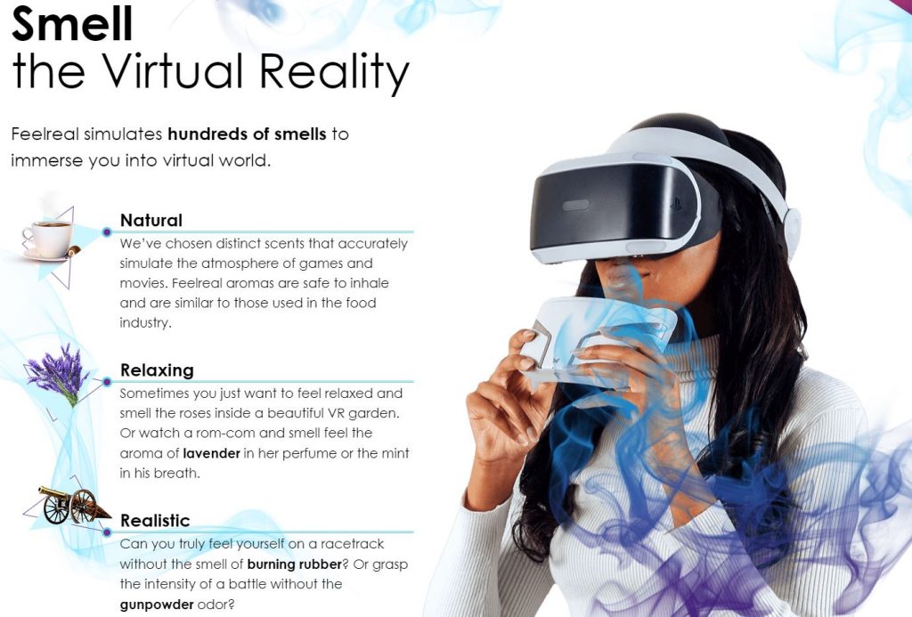 Máscara FeelReal para percibir olores y sensaciones mediante gafas de Realidad Virtual